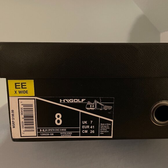 Under Armour Spieth One Golf Shoe White/Black/Red (Extra Wide) Mens 8EE - Picture 2 of 10